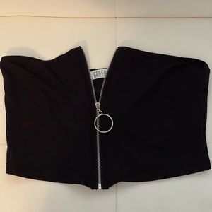 Strapless zipper crop top